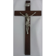 Crucifix, Walnut Wood Cross, 10"H